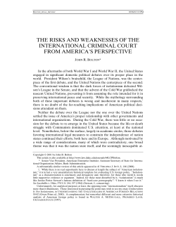 The Risks and Weaknesses of the International Criminal Court from