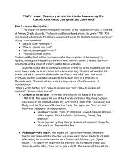 TPACK Lesson: Elementary Introduction into the Revolutionary War