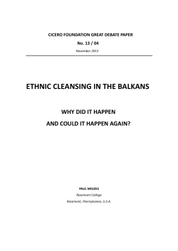 ETHNIC CLEANSING IN THE BALKANS Why Did It Happen and