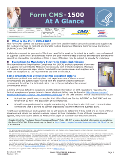 Form CMS 1500 At A Glance