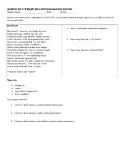 Sonnets and Paraphrase Prologue