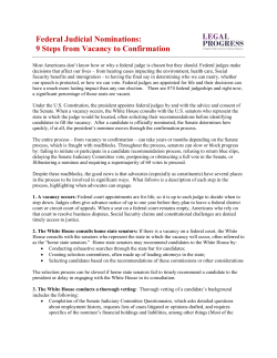 Federal Judicial Nominations: 9 Steps from Vacancy to Confirmation