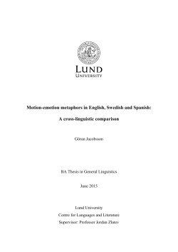 Motion-emotion metaphors in English, Swedish and Spanish: A