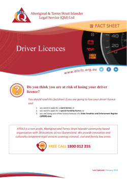 Factsheet_Driver Licences - Aboriginal and Torres Strait Islander