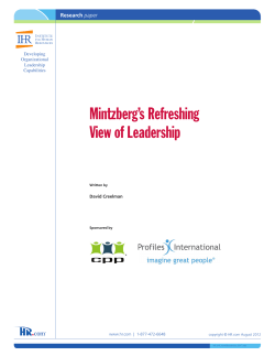 Mintzberg`s Refreshing View of Leadership