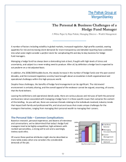 The Challenges of a Hedge Fund Manager