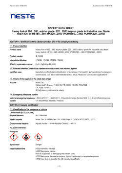 SAFETY DATA SHEET Heavy fuel oil 180...380, sulphur grade