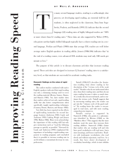 Improving reading speed: activities for the classroom