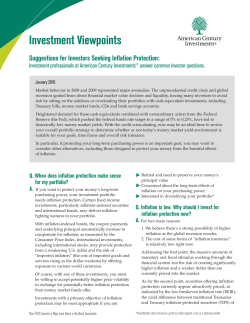 Suggestions for Investors Seeking Inflation Protection