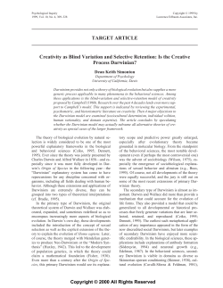 TARGET ARTICLE Creativity as Blind Variation and Selective