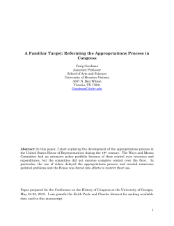 A Familiar Target: Reforming the Appropriations Process in Congress