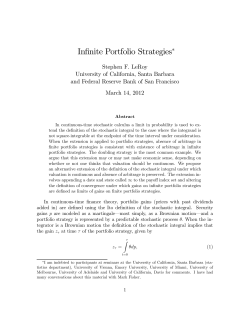 Infinite Portfolio Strategies&lowast;