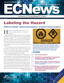 Labeling the Hazard OSHA to institute "global