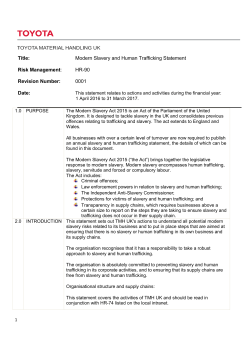 Title: Modern Slavery and Human Trafficking Statement Risk