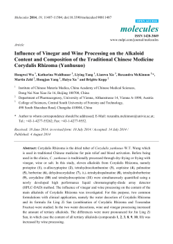 Influence of Vinegar and Wine Processing on the Alkaloid Content