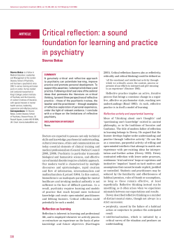 Critical reflection: a sound foundation for learning and practice in