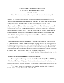 Fundamental Theory of Institutions: A Lecture in Honor of Leo Hurwicz