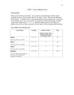 UNIT 1 Easy Addition Facts