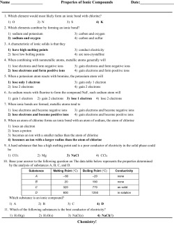 Properties of Ionic Compounds Answers