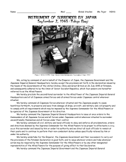 INSTRUMENT OF SURRENDER BY JAPAN September 2, 1945