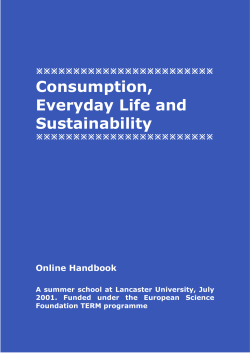 Consumption, Everyday Life and Sustainability