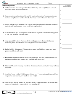 Division Word Problems (3&divide;1)
