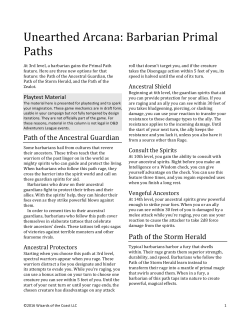 Unearthed Arcana: Barbarian Primal Paths