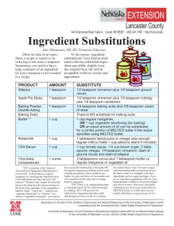 Ingredient Substitutions - UNL Food