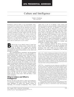 Culture and Intelligence (PDF Available)