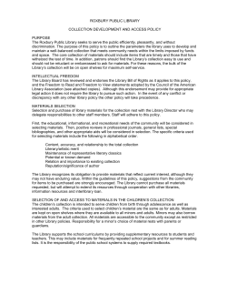 Collection Development and Access Policy