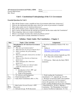 Unit I: Constitutional Underpinnings of the U.S. Government