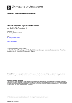 Daphnids respond to algae-associated odours. van - UvA-DARE