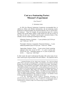 Cost as a Sentencing Factor: Missouri`s Experiment