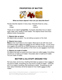 PROPERTIES OF MATTER - Science in Hawaii Project