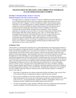 negotiation of meaning and corrective feedback