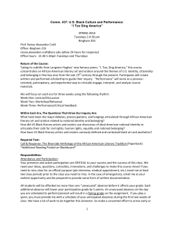 1 Comm. 437: U.S. Black Culture and Performance: “I Too Sing
