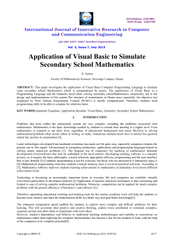 Application of Visual Basic to Simulate Secondary School Mathematics