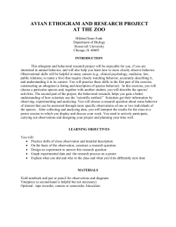 avian ethogram and research project at the zoo