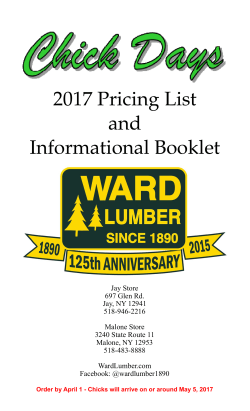 2017 Pricing List and Informational Booklet