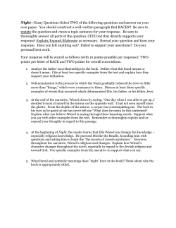 Night&mdash;Essay Questions-Select TWO of the following questions and