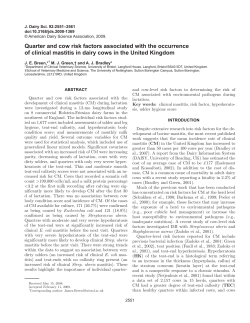 Quarter and cow risk factors associated with the occurrence of