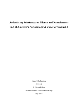 Articulating Substance: on Silence and Namelessness in J.M.