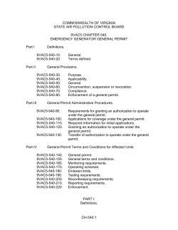 Emergency Generator - The Virginia Department of Environmental