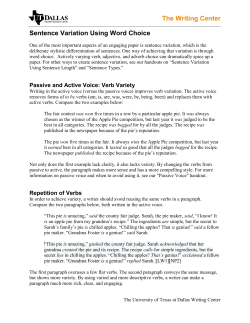 The Writing Center Sentence Variation Using Word Choice