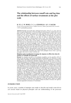 The relationship between runoff rate and lag time and