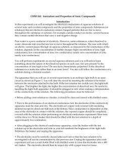 CHM 161: Ionization and Properties of Ionic Compounds