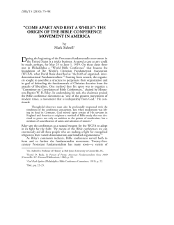 The Origin of the Bible Conference Movement in America