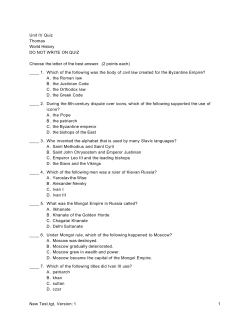 Unit IV Quiz Thomas World History DO NOT WRITE ON QUIZ