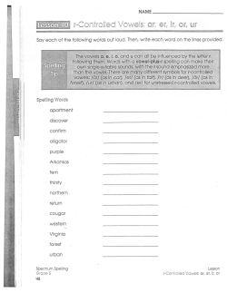r-Controlled Vowels: ql er, ir, or, ur