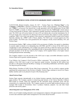 Fortress Paper Announces $40000000 Credit Agreement, Jan 20